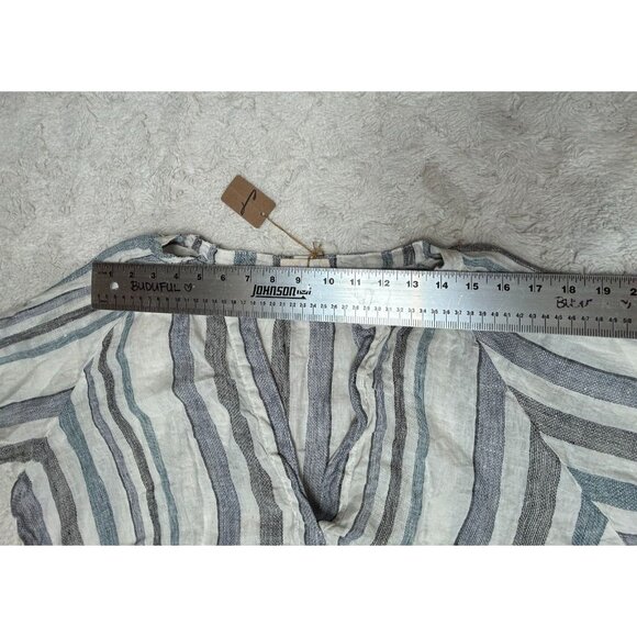 CP Shades Women's Livia Linen Popover Top Medium Deep V-Neck Long Sleeve New - Picture 6 of 9